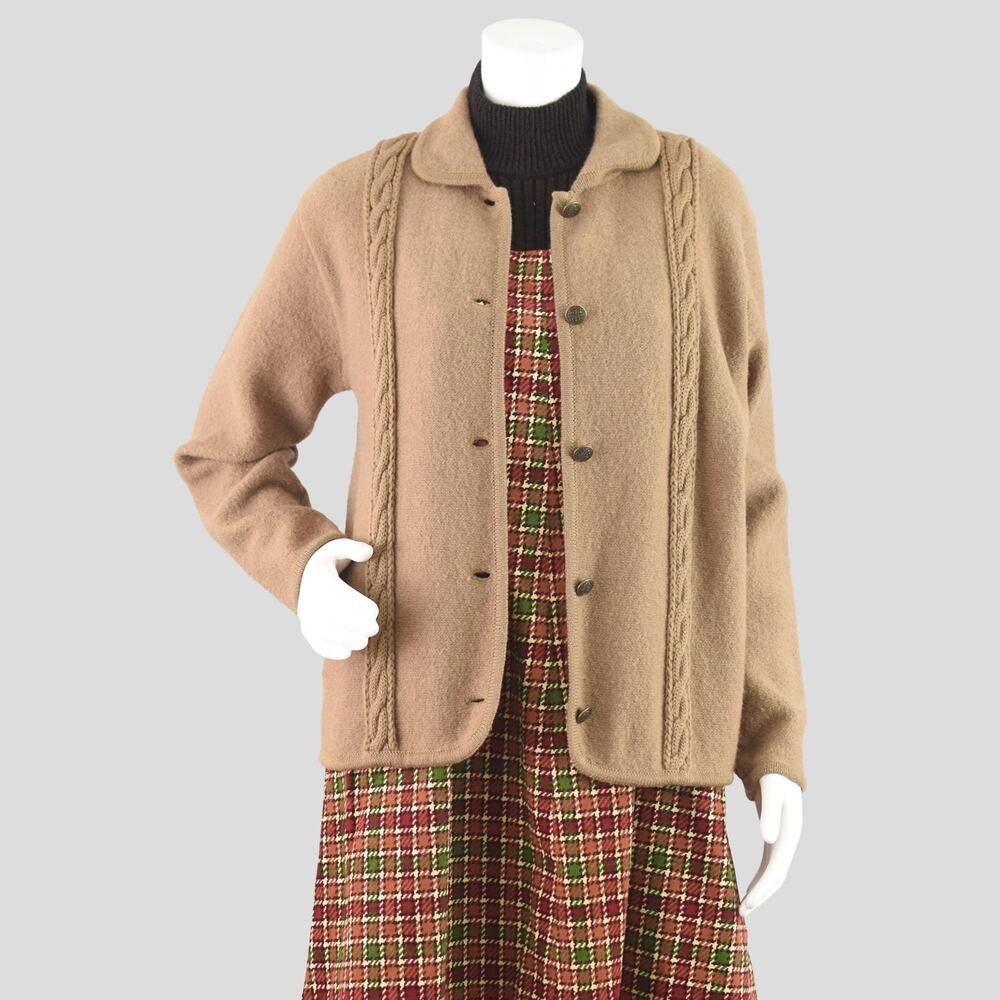 Vintage 90s Light Brown Wool Cardigan by Worthington, Women's Medium
